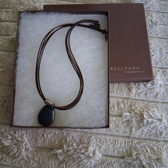 Silpada Brown Leather With Blue Jade Stone - Picture 3 of 3